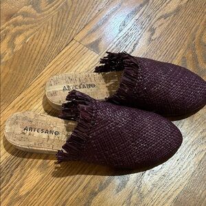 Artesano Plum Woven Straw Shoes